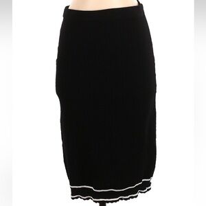 House of Harlow 1960 Black Ruffled Midi Pencil Skirt Pull On Women’s Size Small